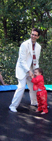 Josie and Andy on trampoline