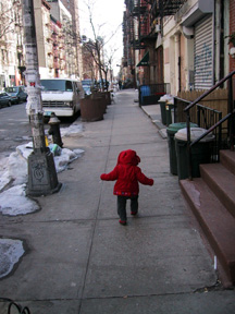 Josie walking alone