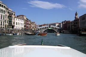 Rialto bridge from water taxi