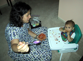 Marjorie feeding Josie