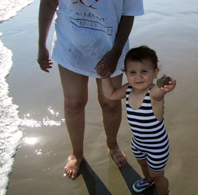 Josie throwing stones