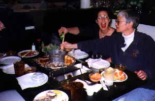 Carol tries an oyster